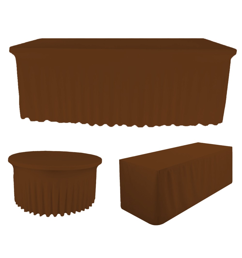 Housse de table tombante juponnage marron chocolat