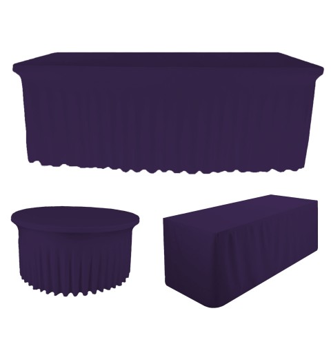 Housse de table tombante juponnage violet prune