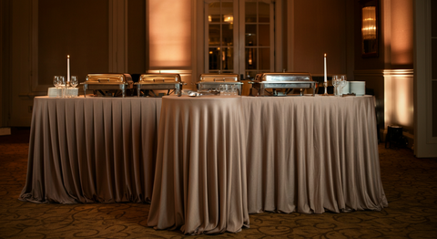 Housse de buffet stretch sur une table de réception