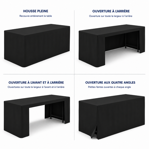 Rendu avant-arrière de la housse tombante simple pour table et buffet