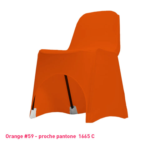 Housse de chaise orange en lycra pour dossier bas