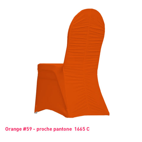 Housse de chaise orange dos plissé en lycra