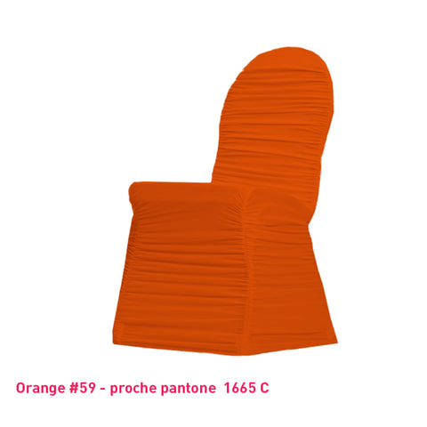 Housse de chaise plissée orange en lycra