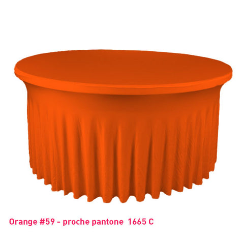 Housse de table ronde avec juponnage orange
