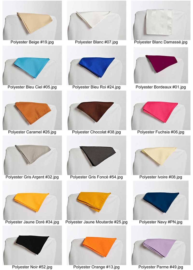 coloris polyester pour nappes et housses de chaises